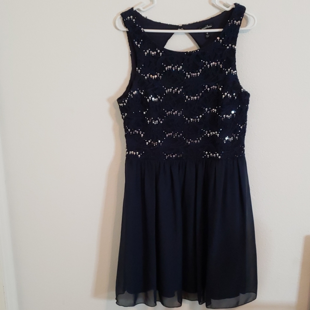 Cute Navy blue dress with silver sequins